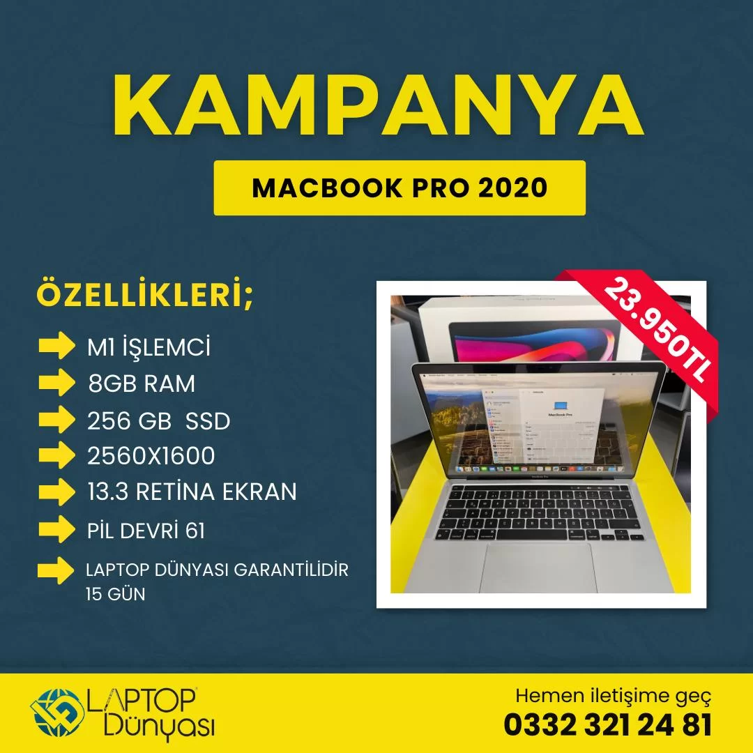 MACBOOK PRO 2020 TOUCHBAR M1 8GB 256GB 13.3 - LAPTOP DÜNYASI